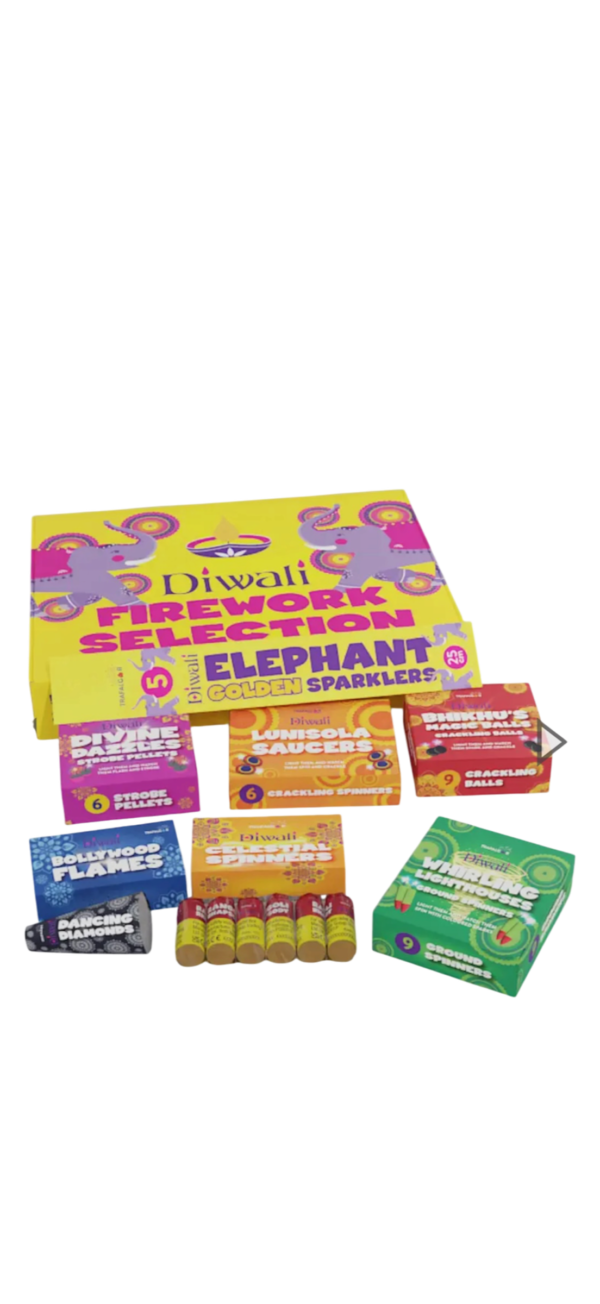 DIWALI SELECTION BOX - 60 FIREWORKS + 25 FREE SPARKLERS