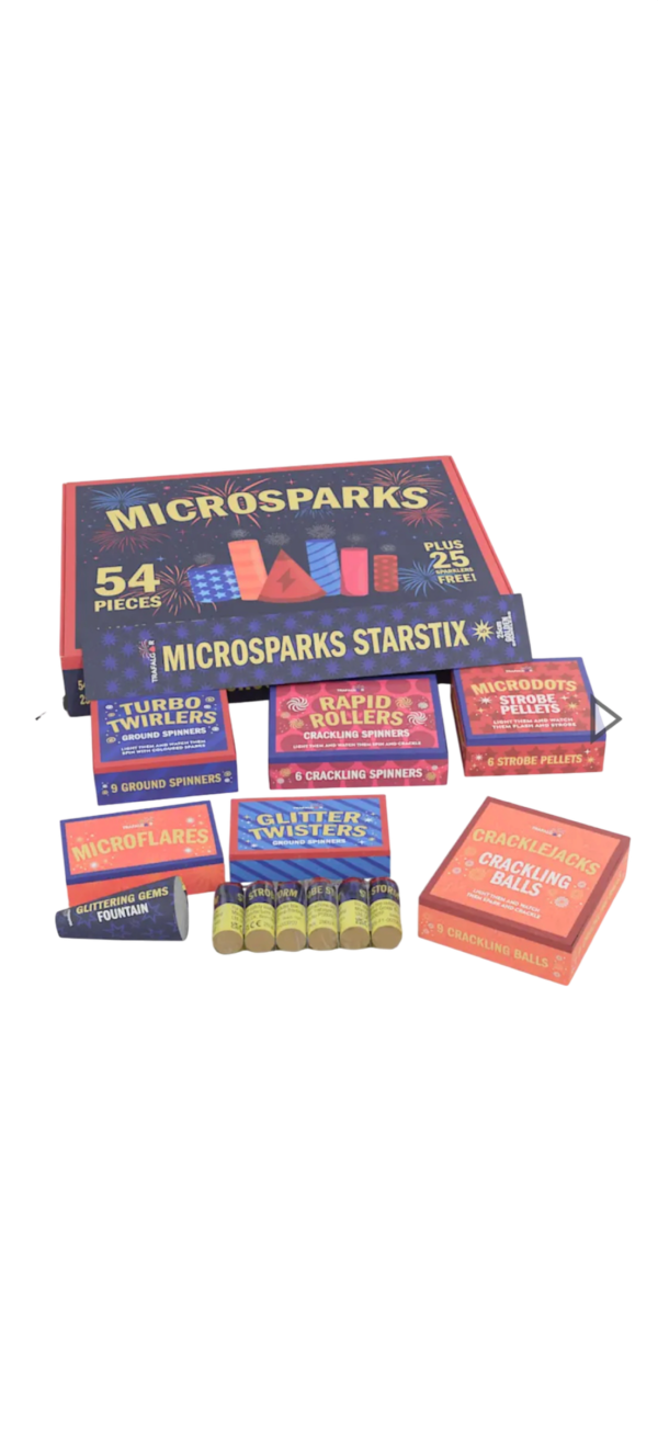 MICROSPARKS SELECTION BOX 60 FIREWORKS PLUS 25 FREE SPARKLERS