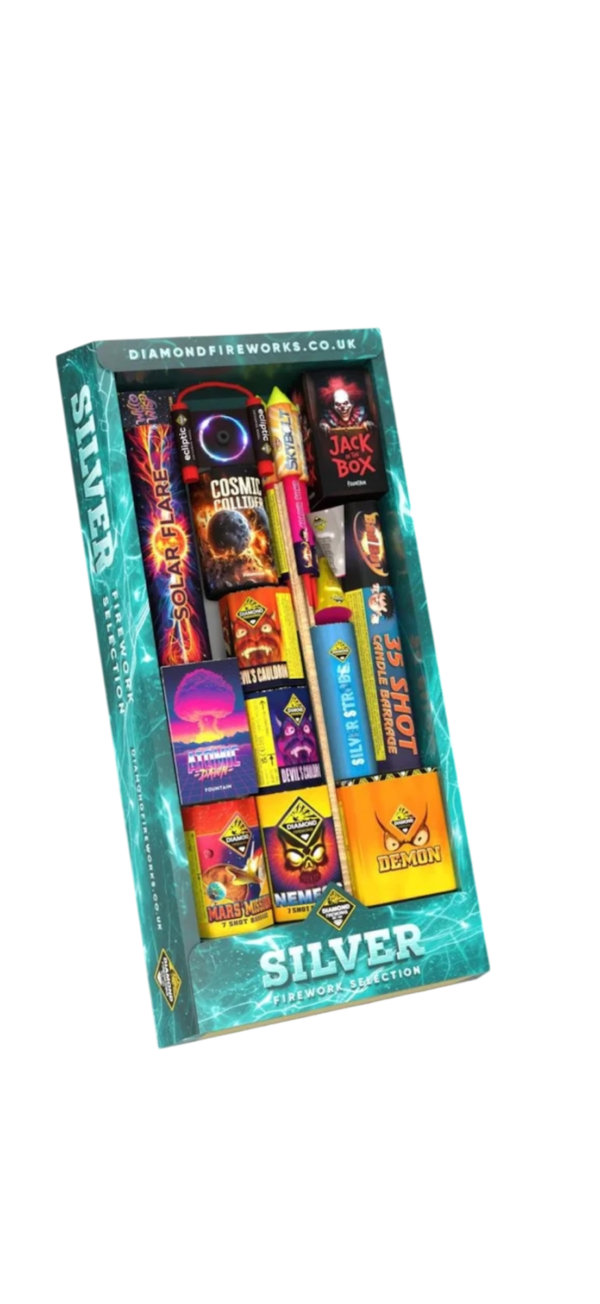 SILVER SELECTION BOX - 21 FIREWORKS BY DIAMOND FIREWORKS